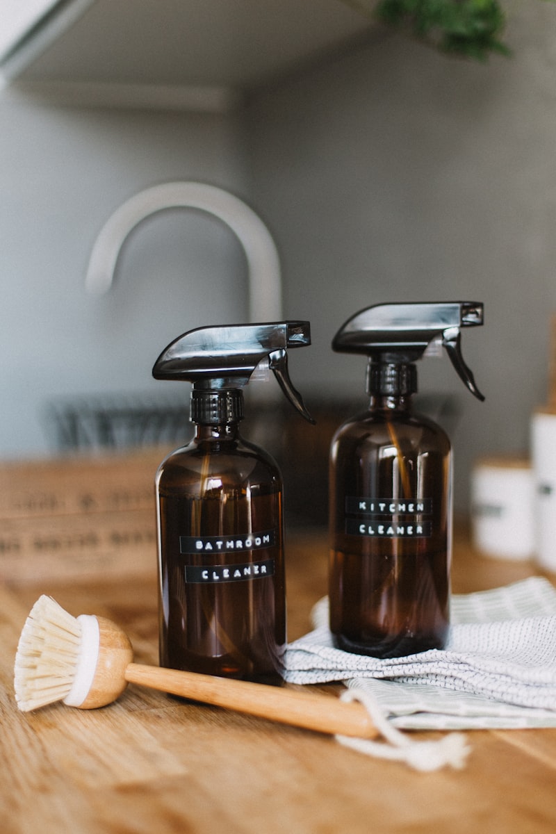House cleaning products in a kitchen